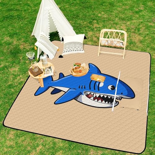 Couverture de plage requin dessin animé imperméable et pliable - 7