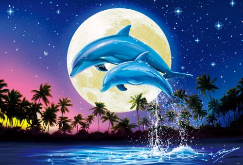 Puzzle 2000 pièces Small World S82-502 Dauphins Moon pour passionnés