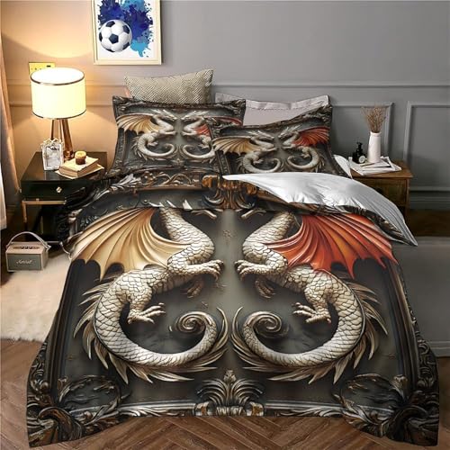 Parure de lit dragon 135x200cm avec housse de couette en microfibre - 6