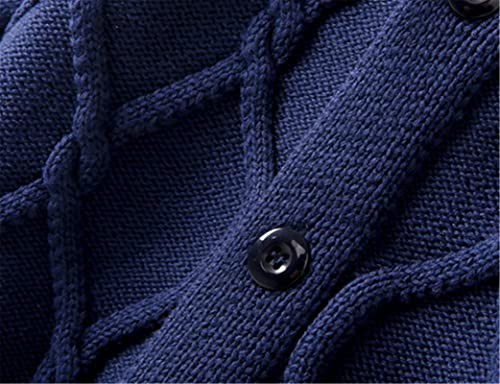 Boy's Cardigan Sweater, Long Sleeve V Neck Button Up Cable Knit Chunky Cardigan For Toddler Little Big Boy Girl, Navy, 7-8 Years = Tag 140 #TOP4