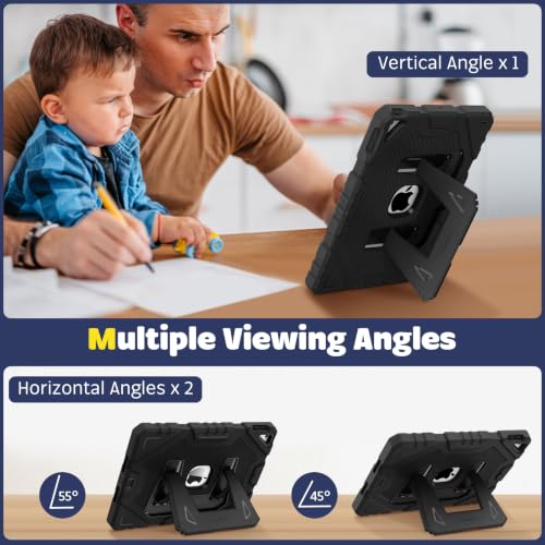 Image of Fintie Kid-Friendly Case for iPad 9th / 8th / 7th Generation 10.2 Inch | Fully-Body Rugged Heavy Duty Shockproof Cover, Portrait & Landscape Viewing, Built-in Kickstand, for Girls /Boys, Black