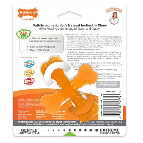 Nylabone Flexi Chew X-Bone Senior Dog Chew Toy Turket & Sweet Potato Small/Regular (1 Count) #TOP7