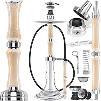 DILAW® Shisha Set Eclipse 79cm Edelstahl Wasserpfeife Profi Zubehör Hookah Komplett-Set inkl handgefertigtes Glas-Bowl, Acryl-Mundstück, Steinkopf, Molassefänger, Silikonschlauch, Kaminaufsatz & Zange