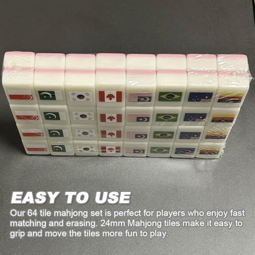 Juego de Mesa Mahjong con 64 Fichas Diseño Banderas miniatura 7