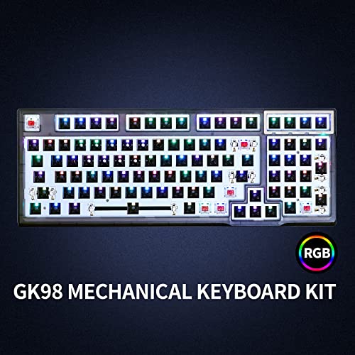 Image of Gk98 RGB Mechanical Keyboard DIY Kit Hot-Swappable Three Mode Wired 2.4g Wireless Custom Keyboard Compatible with Akko, Cherry Mx, Gateron, Kailh Mechanical Axis (Transparent Black)