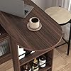 L Shaped Bookshelf,Corner Computer Desk, Rotating Corner Desk with Storage Shelves, Counter Height Dining Cabinet with 6 Storage Space