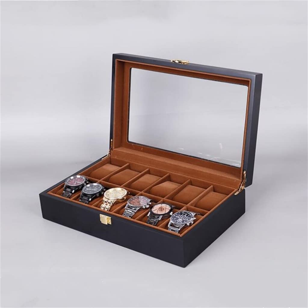 Uhrenbox 12 Mesh Schwarz Matt Gehäuse Box Organizer Box Herrenuhr Damen Schmuckschatulle Display