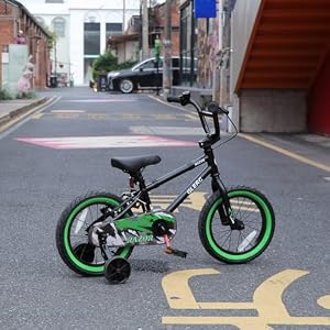 Glerc Kids Bike for Ages 3-5 Years Old, 14 Inch BMX Style Kids Bicycle with Training Wheels, Boys Bike for Children and Toddler, Black and Green — photo 6 of 6