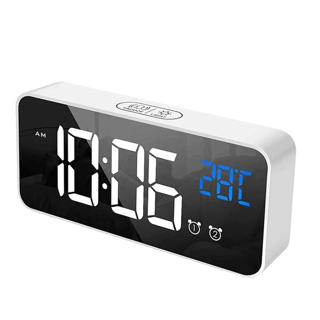 Horloge de Chevet Réveil numérique LED Réveil Miroir Multifonction Horloge de Bureau électronique HD LED Réveil Musical Horloge de Bureau Horloge de Chevet réveil numérique