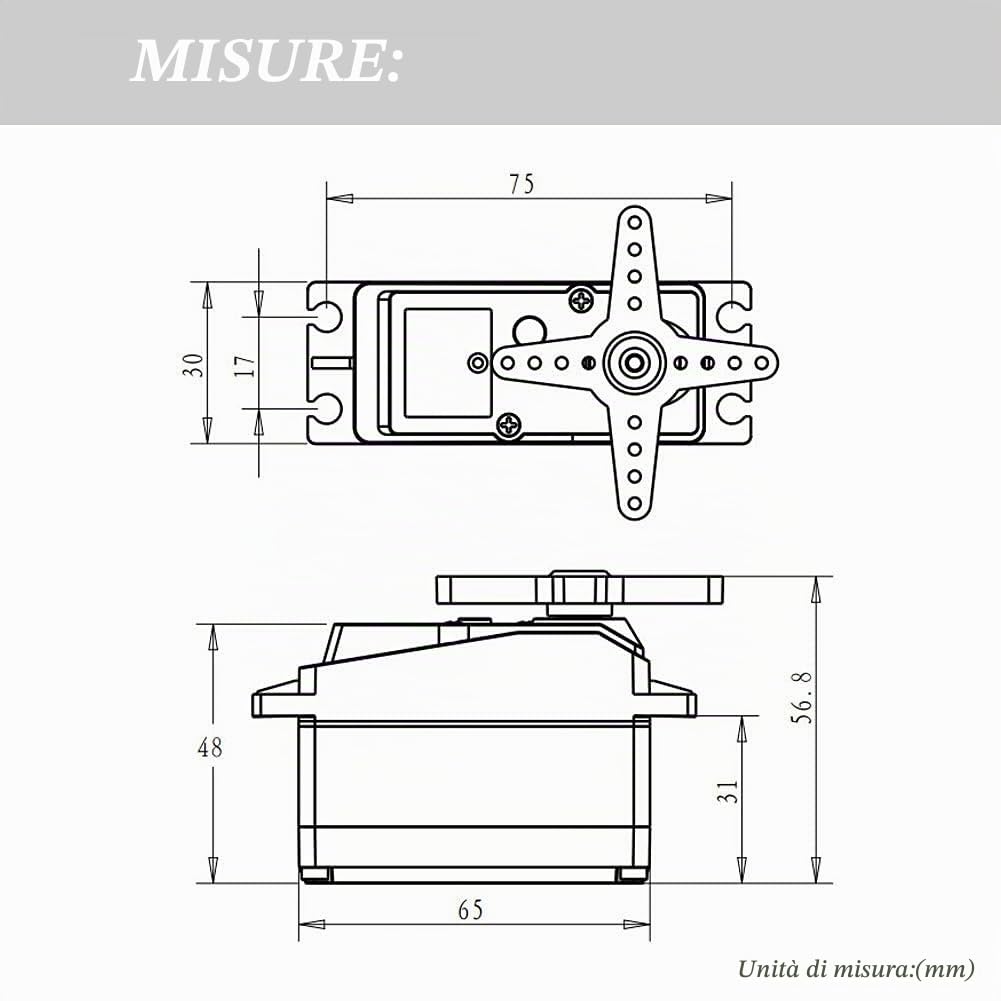 60KG Servo Digitale Alta Tensione 8.4V Ingranaggio in Acciaio Inossidabile Grande Coppia Alta velocità Baja Servos Impermeabili - 270 Gradi