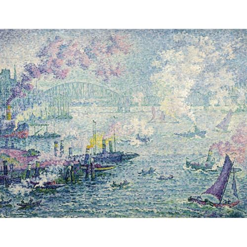 Toile Signac Le port de Rotterdam impression haut de gamme 101x127 cm