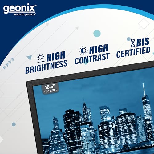 Image of GEONIX PC Monitor (47 cm /18.5 Inch) | Resolution 1366 x 768 | Display Output-VGA & HDMI | LED Display | Power Consumption 21W (Max) | 3 Years Warranty