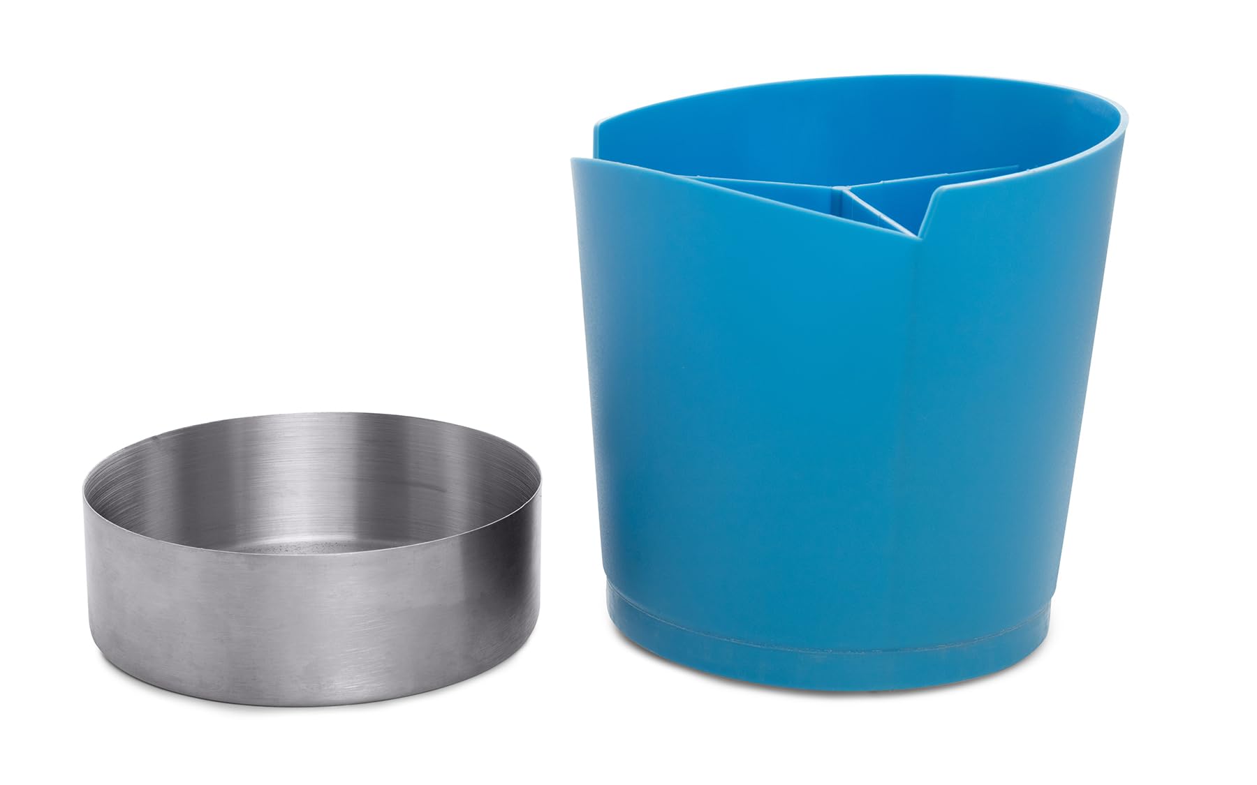 PROFESSIONAL EMPIRE EEX Desk Organizer with Compartments, Blue and Silver, Cylindrical Utensil Holder with Metal Base 2