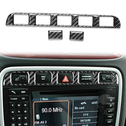 Real Premium Carbon Fiber Compatible with Porsche Cayenne S gts Turbo 2003 2004 2005 2006 2007 2008 2009 2010 Accessories Car Emergency Light Panel Trim Strip Cover Sticker Decal Auto Interior Trim