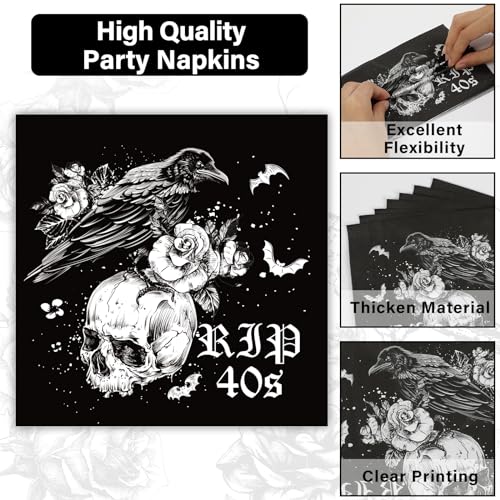 Image of Qyeahkj 100 Pcs 50th Birthday Plates and Napkins Party Supplies Death To My forties Decorations Rip To My 40s Paper Tableware Set for Men Women 50th Birthday Funeral for My Party Favor Serve 25