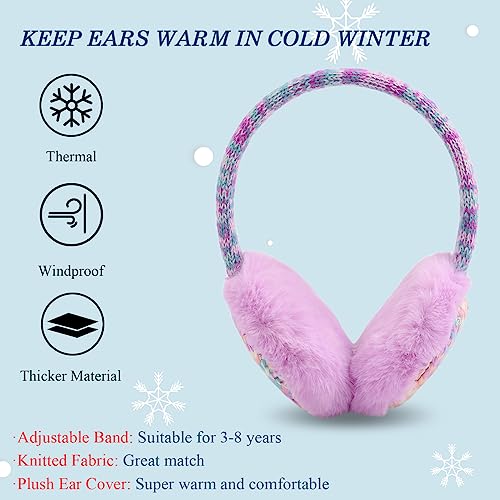 PESAAT Winter EarMuffs for Kids Outdoor Boys Knitted Ear Cover Plush Toddler Girls Ear Warmer 3-8 Years4