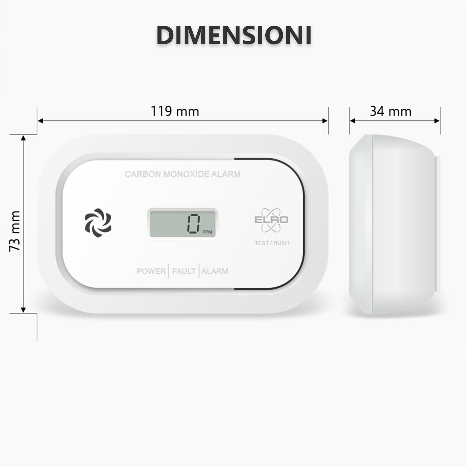 2-Pack ELRO FC5010 Rilevatore di monossido di carbonio con batteria da 10 anni e display – Rilevatore di CO conforme alla norma europea EN50291