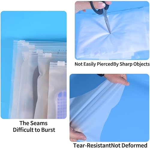 Miniatura 4 de 20 bolsas de polietileno con cremallera, bolsas de plástico transparente esmerilado con cierre hermético resellable, bolsas de embalaje de 3 mil de