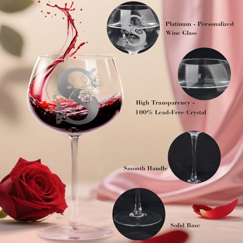 Personalized Monogram Gifts for Women, Birthday Personalised Wine Glass Gifts for Women, Personalised Gin Glass, Red Wine Glasses,Birthday Christmas Gifts for Her Mom Wife Sister Daughter Friend(S) - Image 2