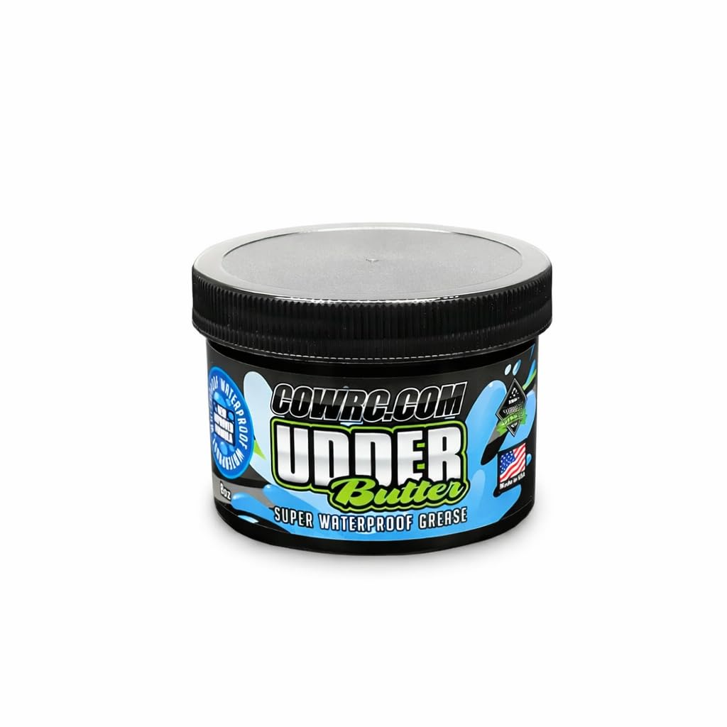 CowRC Udder Butter High Performance RC Grease, Super Waterproof Anti-Wear Lube for Gears, Axles, Bearings, Seals, Diffs & Transmissions, 8oz, Cow RC