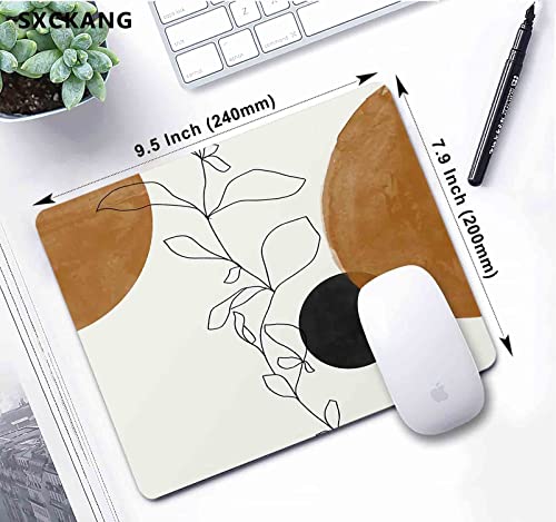 Sxckang Abstract Plant Mouse Pad, Personalized Premium Texture Computer Delicate Design Mouse Pad, Women Mousepad With Washable Lycra Cloth Non-Slip Rubber Base For Office, Modern Boho Line Art #TOP4