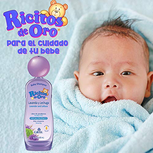 Image of Ricitos de Oro Lavender Shampoo | Baby Shampoo with Pop-Up Rattle Cap, Paraben Free Product for Baby's Delicate Hair; 8.4 Fl Ounces