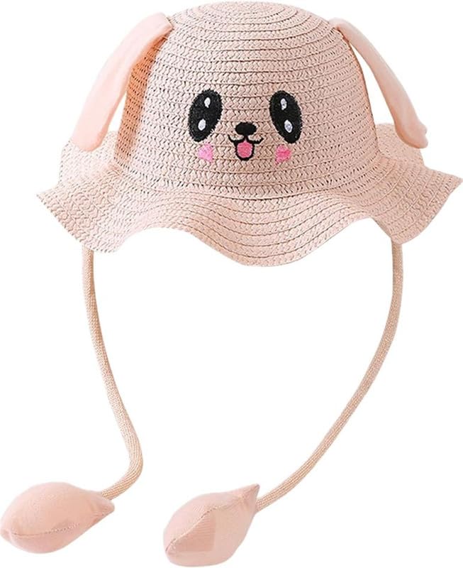 Bunny Caps with Moving Ears, Straw Sun Hats for Women, Rabbit Moving Ear Flaps and Press Paws, Breathable Wide Brim Summer Beach Hat, Bucket Hat for Girls Adult(Pink)-image-22
