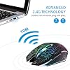 TENMOS M2 Wireless Gaming Mouse, Silent Rechargeable Optical USB Computer Mice Wireless with 7 Color LED Light, Ergonomic Design, 3 Adjustable DPI Compatible with Laptop/PC/Notebook, 6 Buttons (Black)
