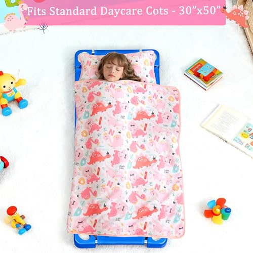 Image of Toddler Nap Mat for Preschool 50''x30'' Sleeping Mat with Removable Pillow and Minky Blanket for Kids Ages 3-7 Roll Up Soft Sleeping Bag for Boys Girls Kindergarten Daycare Sleepover