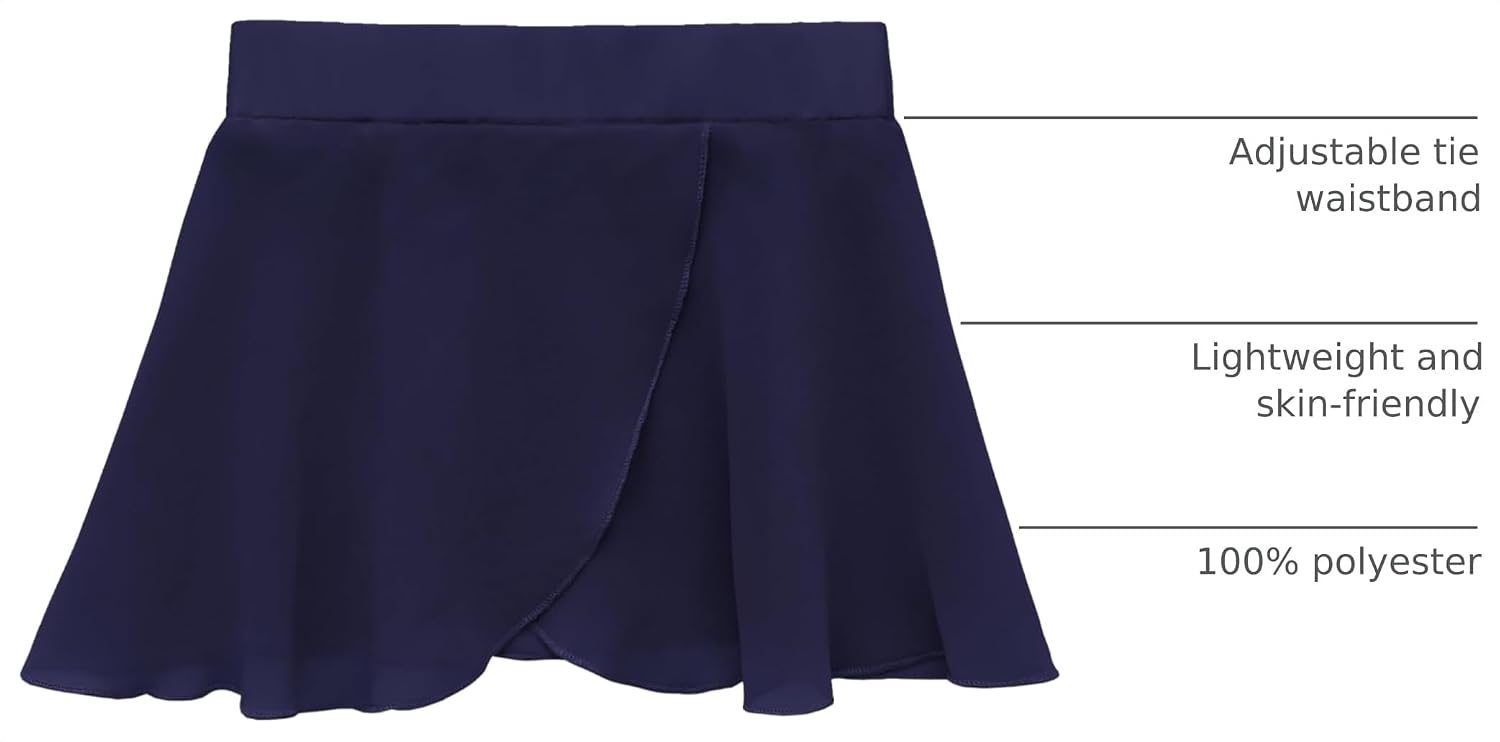 Lilax Girls Ballet Skirt Chiffon Wrap/Pull-On Dance Skirt