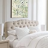 Rosevera Givanna Adjustable Height Headboard with Linen Upholstery and Button Tufting for Bedroom, Queen, Classic Beige