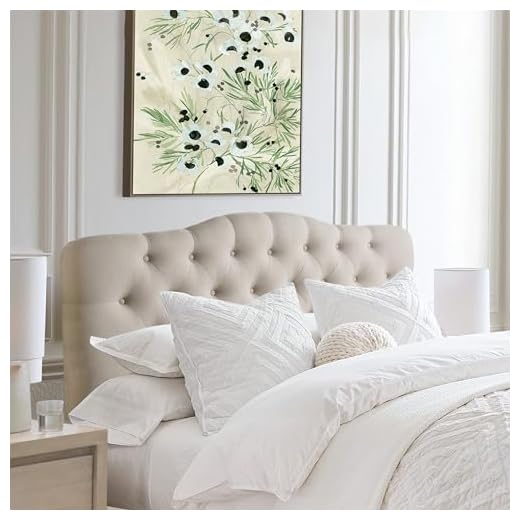 Rosevera Givanna Adjustable Height Headboard with Linen Upholstery and Button Tufting for Bedroom, King, Classic Beige