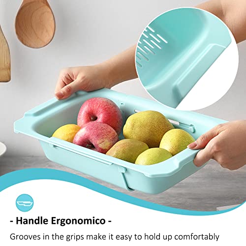 Chasung Expandable Colander Over The Sink, Strainer Basket With Adjustable Handles From 14.2" To 19.4" To Fit Most Sinks, Straining Pasta, Drying Dishes, Rinsing Vegetables And Fruits #TOP2