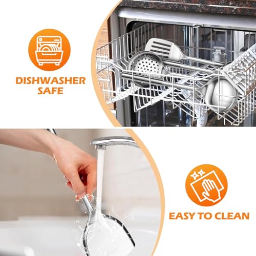 Image of Zollyss Stainless Steel Kitchen Set | 4-Piece Cooking Utensils with Ladle, Solid & Slotted Turner, Skimmer | Heat Resistant & Dishwasher Safe