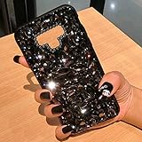 Uposao Kompatibel mit Samsung Galaxy Note 9 Hülle Strass Silikon Glitzer Hülle Bling Glänzend Kristall Diamant Mädchen Frauen Handyhülle TPU Silikon Hülle Crystal Case Tasche,Schwarz