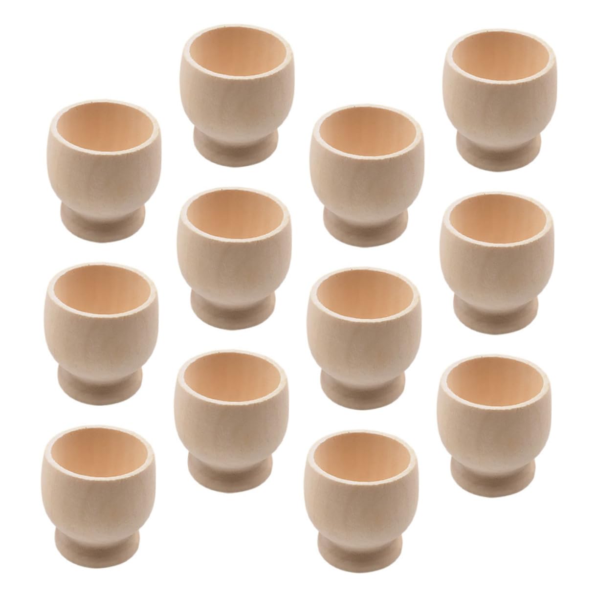 Cabilock 12pcs Wooden Egg Tray Decoration Egg Cups for Soft Boiled Eggs Serve Party Simple Egg Holder Countertop Shape Egg Holder for Boiled Eggs Easter Egg Rack Easter Egg Stand Beige