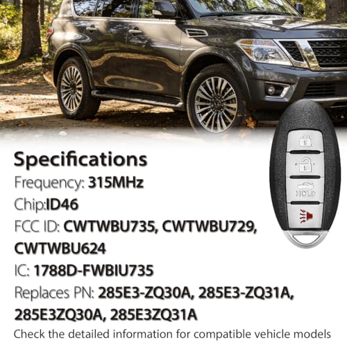 Mando llavero CWTWBU735 para sustituir la llave desgastada de Nissan Maxima 2014 4