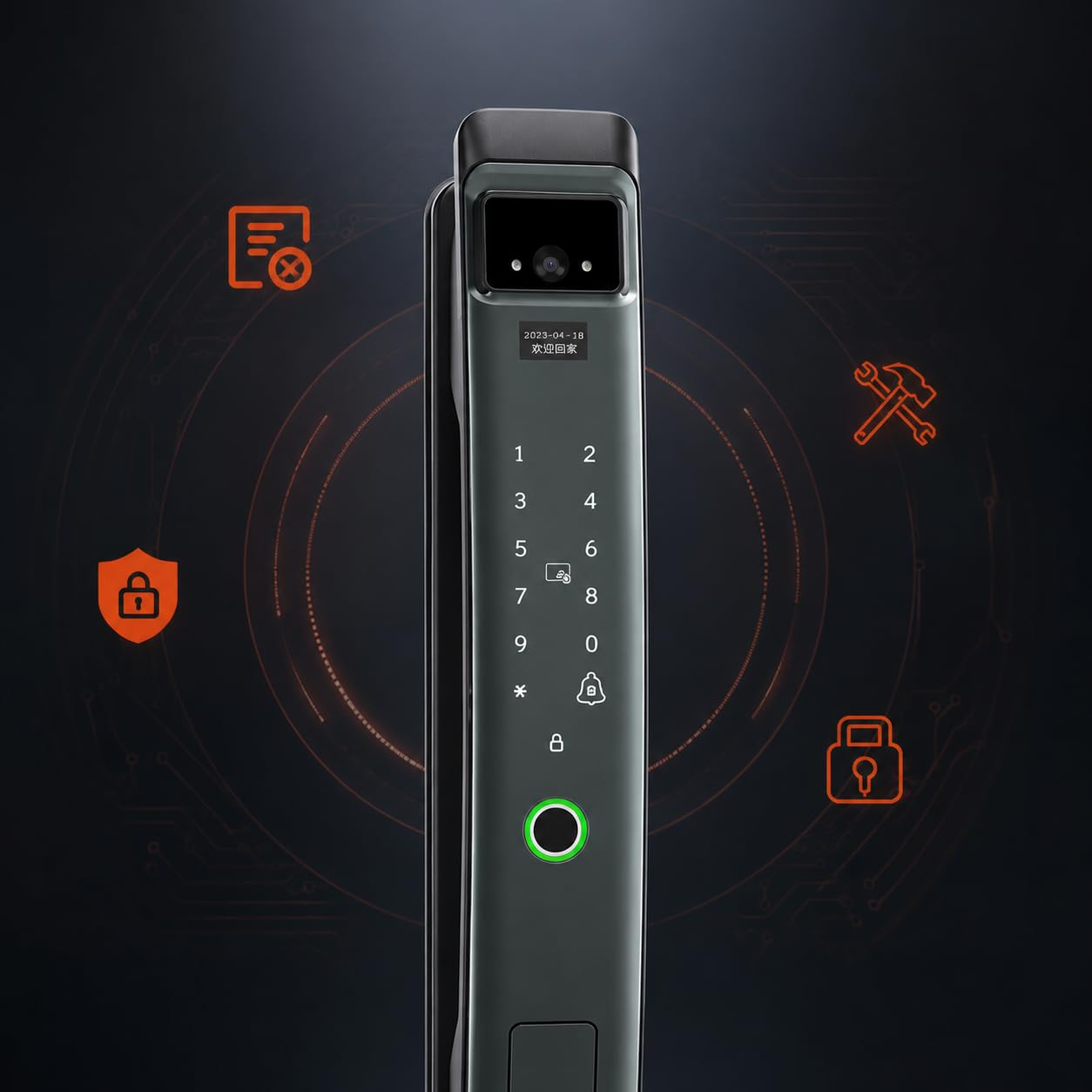 Serrure de porte intelligente avec reconnaissance faciale 3D, empreintes