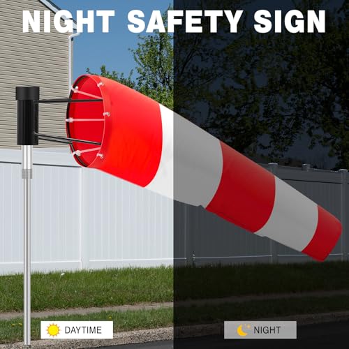 Threlaco 1 Set 8" X 36" Airport Windsock Heavy Duty and 8" Ball Bearing Frame, Waterproof, UV Fade Resistant, Wind Socks for Outside, Airport, Industrial, No Pole Included(Red and White) by Threlaco - Image 4
