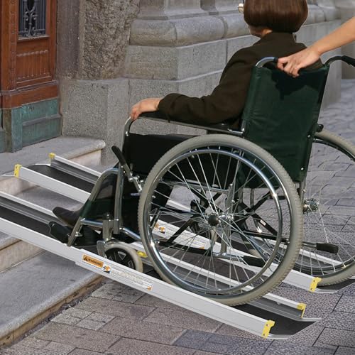 FIVMEN 2X Rollstuhlrampe Teleskop 76-122 cm Aluminium Rampe Rollstuhl Tragfähigkeit 300 kg Teleskoprampe Auffahrrampe Laderampe Verstellbare Tragbare für Rollstühle & Scooter