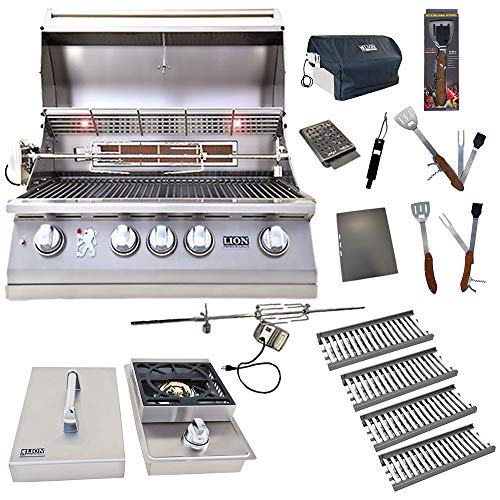 Parrilla a gas Lion Premium Grills 32 pulgadas con 4 tubos cerámicos y quemador lateral miniatura 1