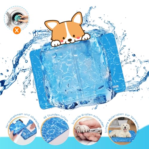 Nobleza - Kühlmatte Hunde Selbstkühlend Ungiftige Gelauflagen Welpe Katzenbett Kühlmatratze im Sommer, 110 * 70cm, Blau, XL