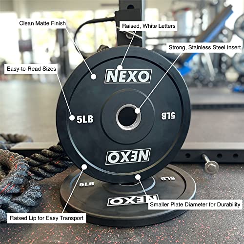 Nexo 5Lb Rubber Bumper Plate Pair - Premium Matte Finish 2X 5Lb Cross Training Weight Plates #TOP1