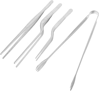 4 Pack Stainless Steel Straight Tip Seedling Transplanting Tongs