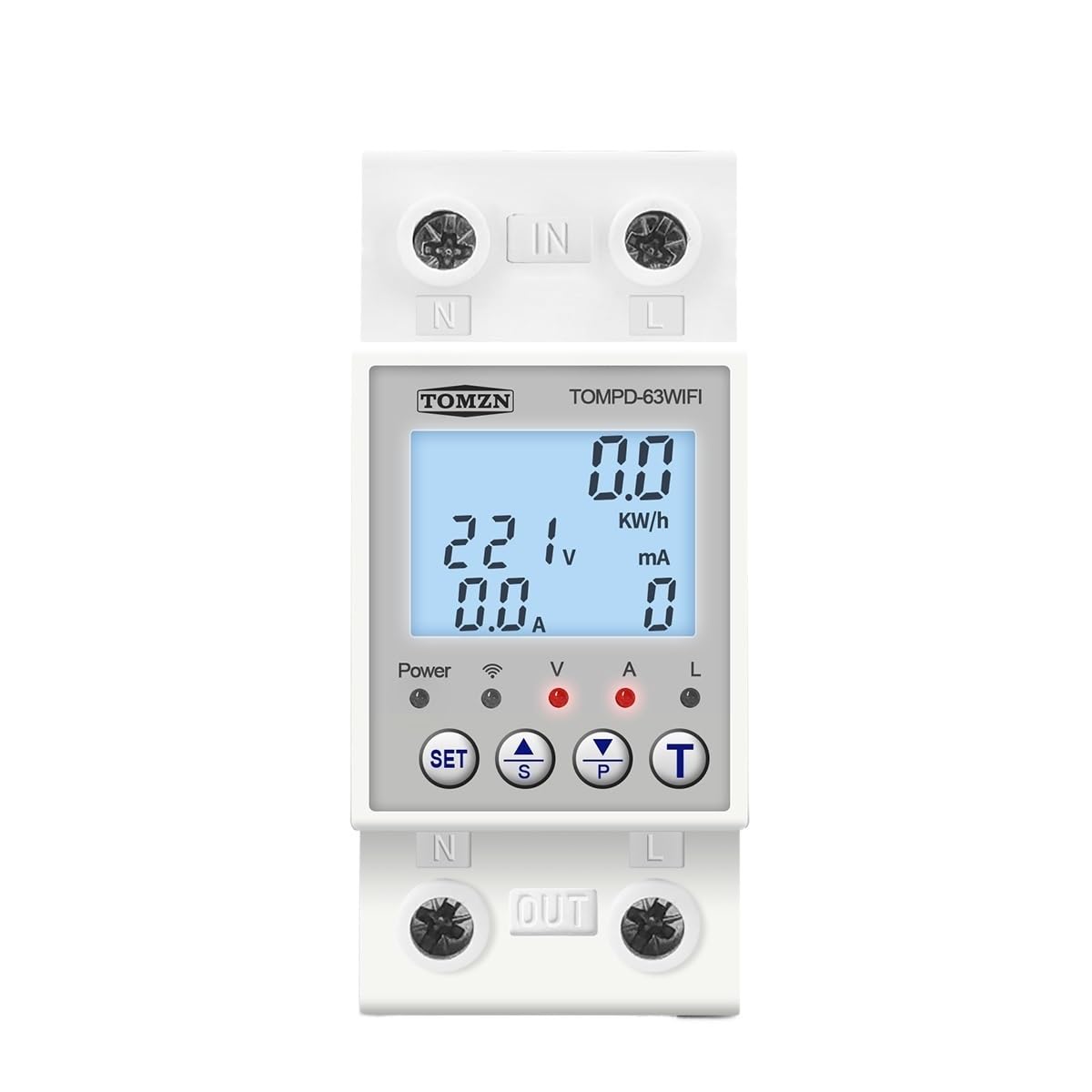 Diferencial Auto Rearmable,Diferencial Interruptor TOMPD-63 WFI de 63 A, Smartlife TUYA, disyuntor, medidor de energía, temporizador con protección contra voltaje, corriente y fugas.(With backlight)