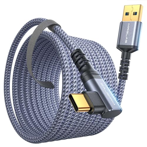 MRGLAS 16 FT Link Cable Compatible with Oculus/Meta Quest 3/Quest 2/Pro Accessories and PC/Steam VR, [Gold-Plated & Nylon Braided] 5Gbps High Speed Transfer, USB 3.0 to USB C Cable for VR Headset