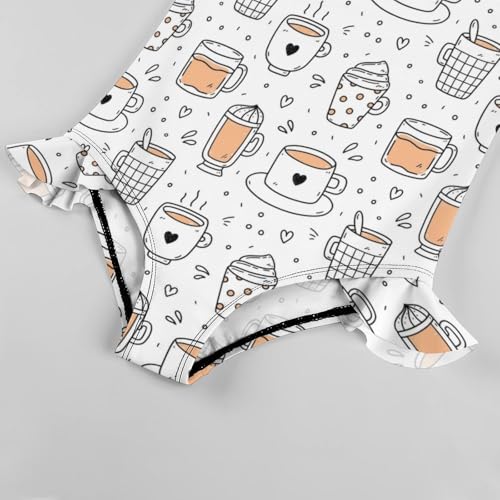 Image of Girls One Piece Swimsuit Macaroni Cheese Pasta Food Ruffles Swimwear Bathing Suits 3-12 Years