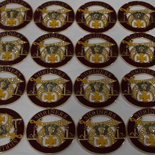 Image of Shriners Auto Emblem Scimitar and Crescent (Rhinestones) with The Maltese Cross[3 inch Diameter]