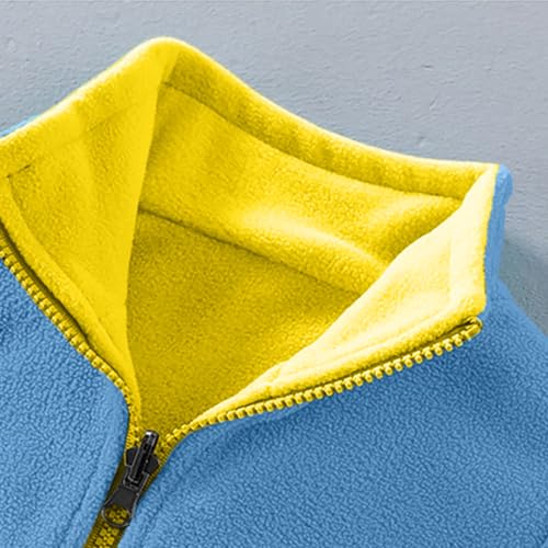 Kids Boys Girls Fleece Vest Toddler Sleeveless Zip-Up Jacket Blue 5-6T | Soft Sherpa, Color Block, Full Zip, Stand Collar Outwear, Lightweight Mid-Layer for Fall Winter, School Outdoor Daily Wear - image 4