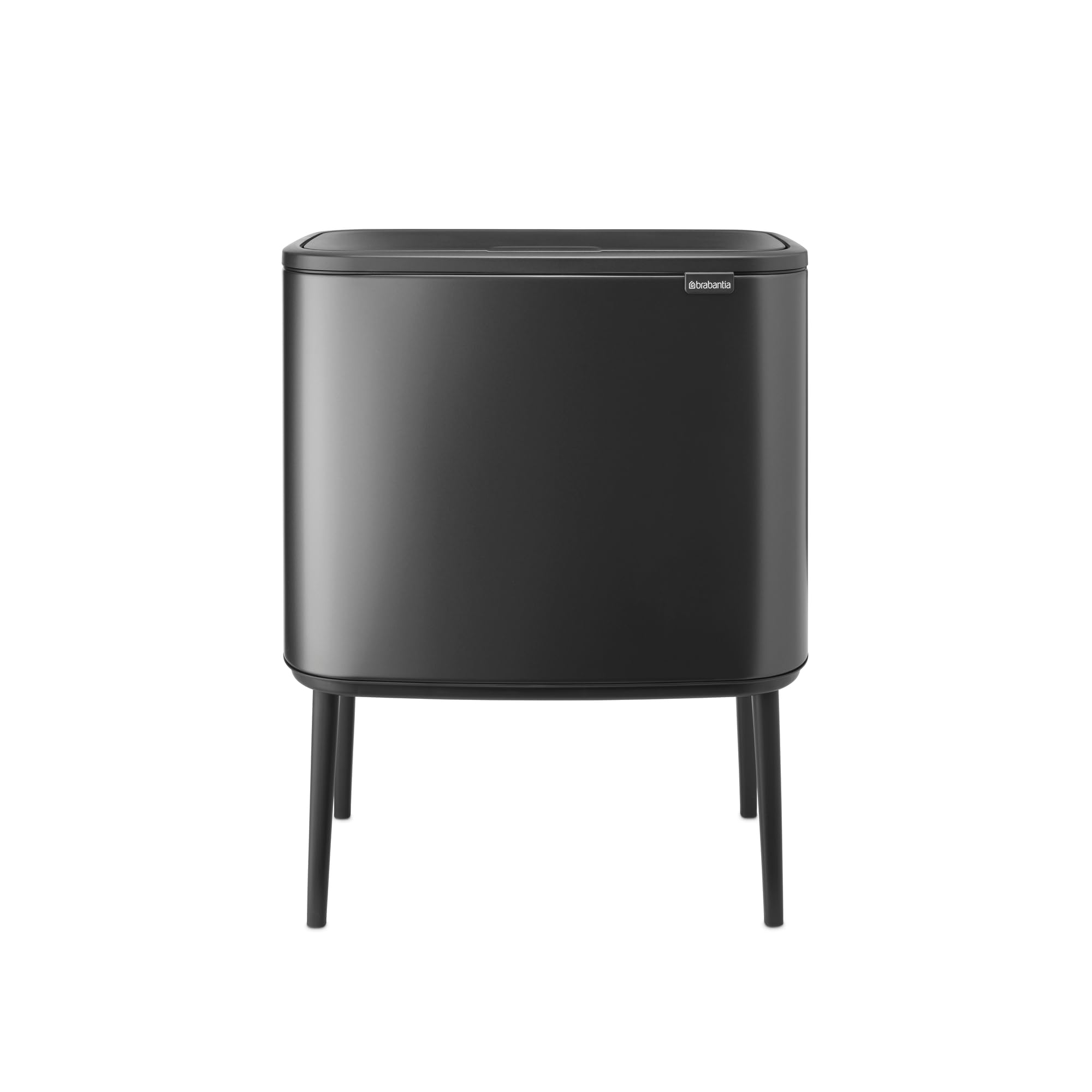 Brabantia Bo Touch Kitchen Bin 23+11L – Dual Compartment | Soft Touch Waste Separation with Inner Buckets | Freestanding Recycling Bin with Adjustable Legs | Confident Grey
